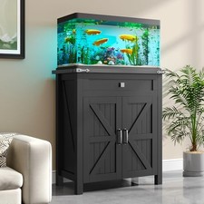 20 Gallon Fish Tank Stand with Power Outlets, Farmhouse 20-29GL Black