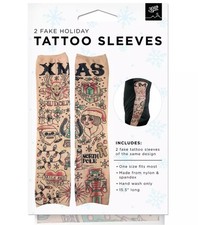 Christmas Holiday Tattoo Sleeves 2pk Funny Fake Arm Tattoos Costume Party