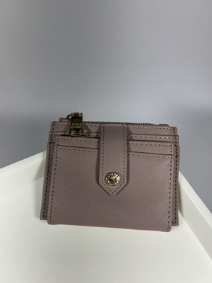 Steve Madden Mauve Pink Dusty Rose Snap Wallet Card Holder ID Window Zip