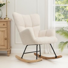 Schaukelstuhl Schaukelsessel Relaxsessel Teddystoff Akzent Sessel Stillsessel