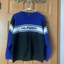 Mens Tommy Hilfiger Logo Sweater. Sz L, Blue, Black And White. Black Logo.