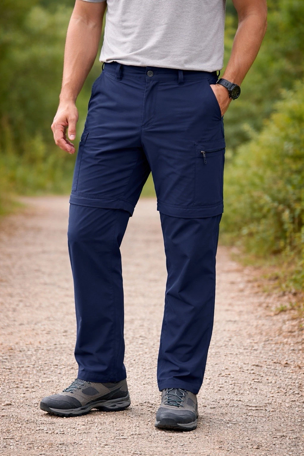 Columbia PFG Convertible Cargo Pants Mens 40x29 Blue Stretch Hiking Fishing Zip
