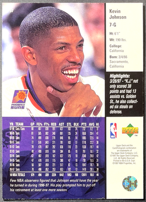 Kevin Johnson 1997-98 Upper Deck Game Dated Memorable Moments Foil