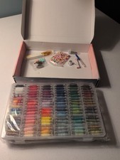 NEW Lot of 110 Embroidery Cross Stitch Floss Thread on Cards W Organizer Case
