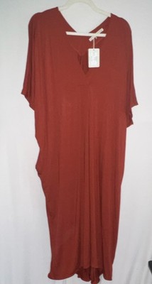New Peruvian Connection Paprika Pima Knit Twist V-Neck Dolman Maxi Dress XL/XXL 