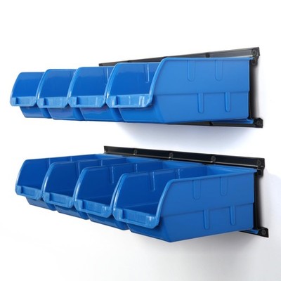 8-Bin Storage Bins Garage Rack System 2-Tier Orange Tool Organizers Cube Bask...