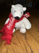 Coca Cola Polar Bear Mini Plush Red Scarf Coke Bottle 4” Stuffed Animal Holiday