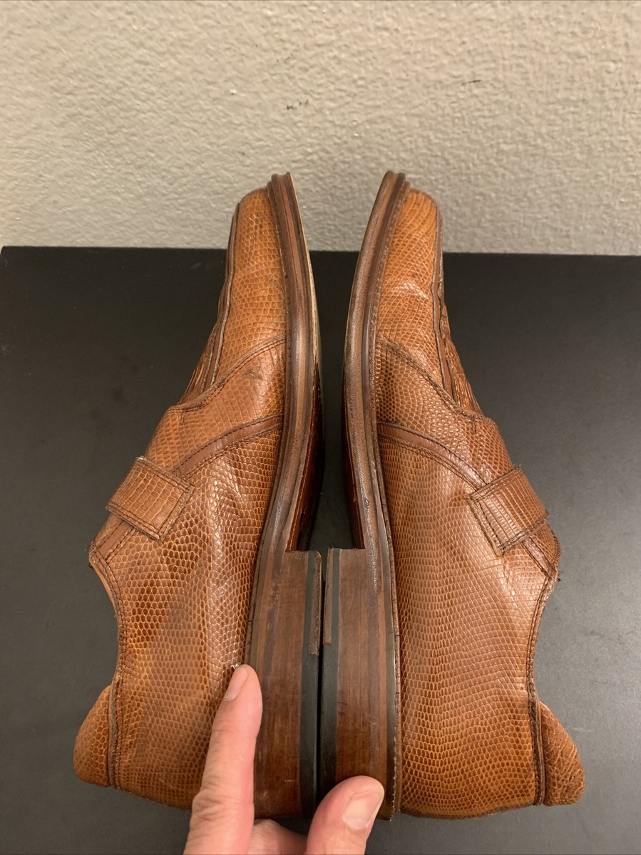 Forli Genuine Crocodile Lizard Monkstrip Brown Shoes MEN