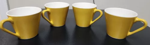 VTG 4 Syracuse China Syralite MCM 6oz Coffee Cups in Mustard Yellow Aug. 1978