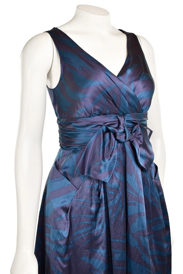 Vestido Marc by Marc Jacobs talla 2 en verde azulado/púrpura estampado de cebra algodón satén Foto 4 de 4