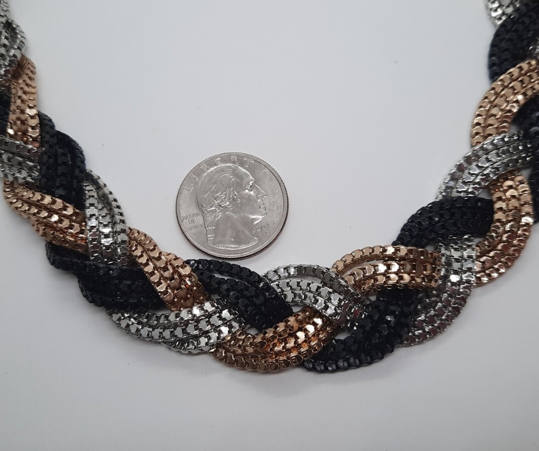 Chunky Multi Colored Braided Statement Necklace - image 6