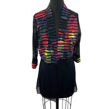 Sommer Mann Bright Neon Colorful Stripe Sheer Mesh Long Jacket Germany Bold 38 M