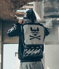 Niepce Unisex Cyberpunk X2 Techwear Jacket Streetwear Graphic Coat with Hoodie