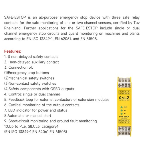 GEYA Sicherheitsrelais SALZ SAFE-ESTOP DC24V +/- 10% langlebig 220V - Bild 11 von 14