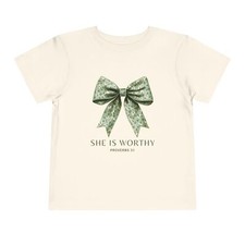 She is Worthy Proverbs 31 Toddler T-Shirt Christian Faith Tee Sizes 2T-5T