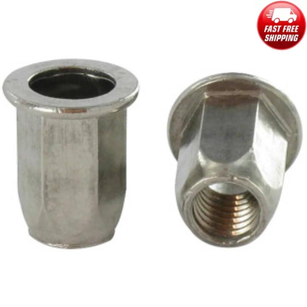 100 x Sealey Threaded Insert (Rivet Nut) M5 Full Hex Standard Flange
