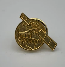 GTE Spacenet Satellite Lapel/Hat pin Gold Tone Rare