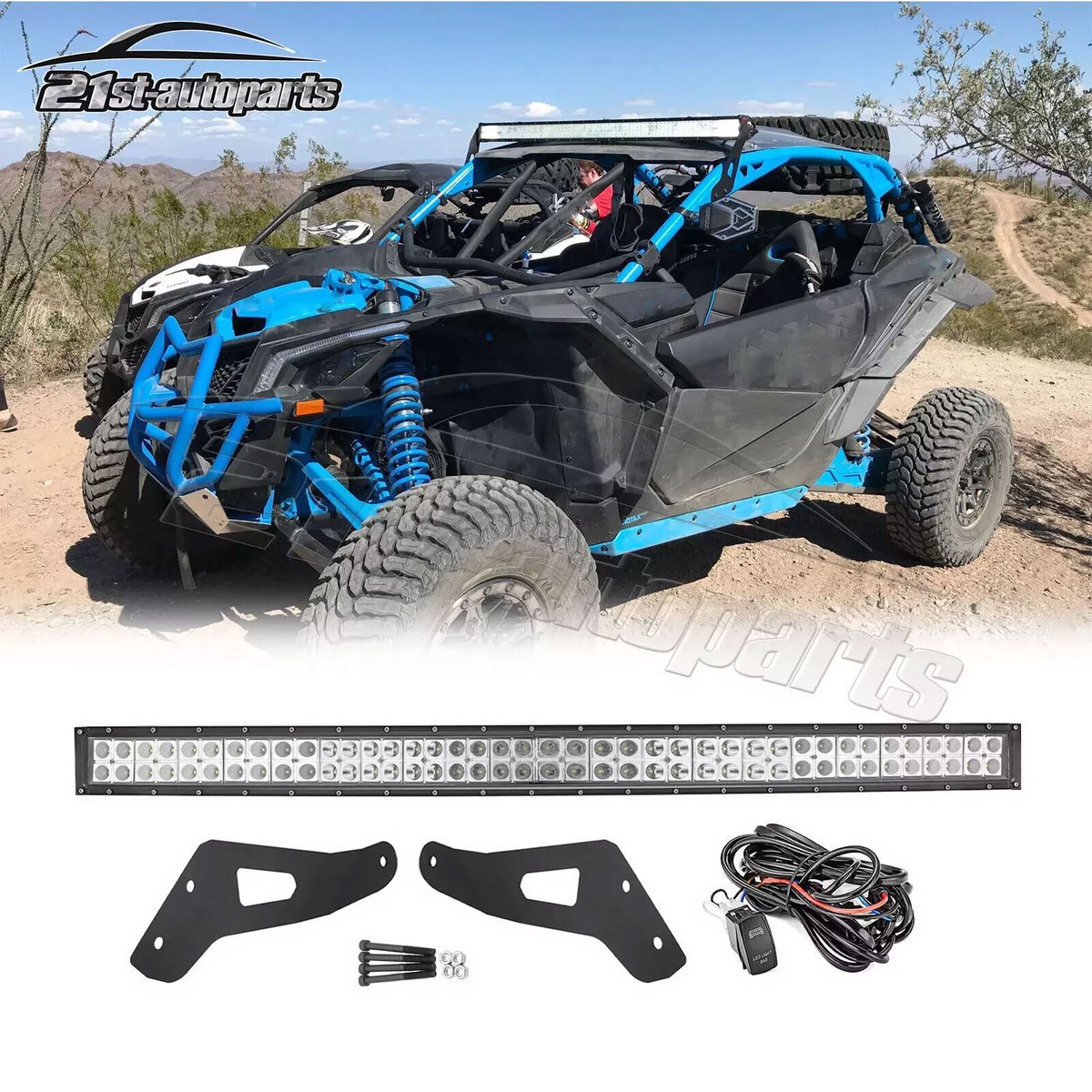 XJMOTO 50'' 288W Offroad Curved LED Light Bar & Upper - View #7