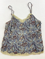 VTG Y2K Babydoll Paisley Tank Top Womens L Lace Boho Preppy Western Fairy Retro