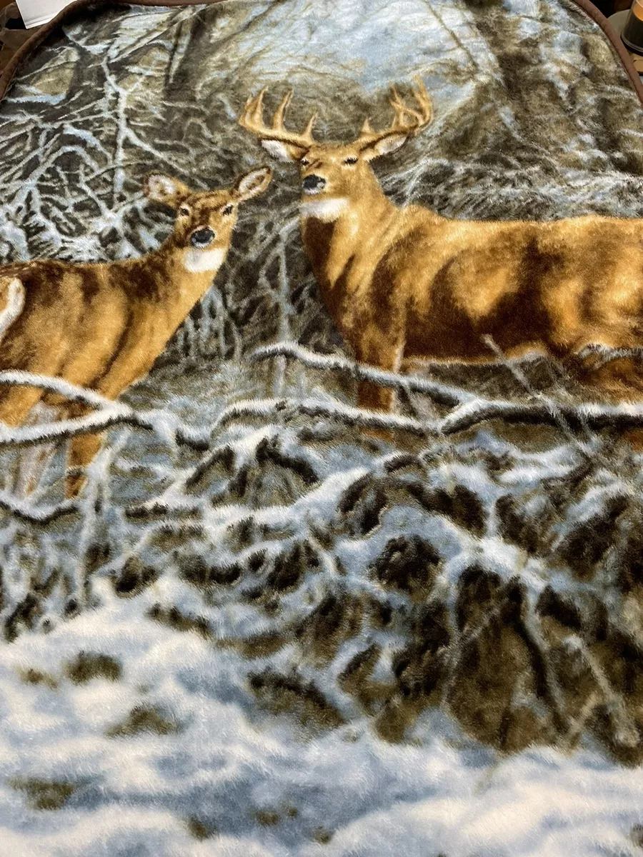 Northwest Blanket Throw American Heritage Royal Plush 37 x68 Of Two Deer