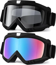 Dirt Bike Goggles, Motorcycle Goggles, 2 Pack ATV Goggles, Ski Goggles, Windproo