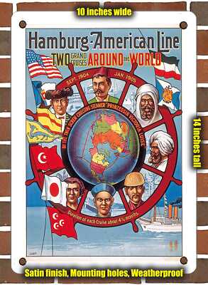 Metal Sign - 1904 Hamburg American Line Two Grand Cruises Around the World