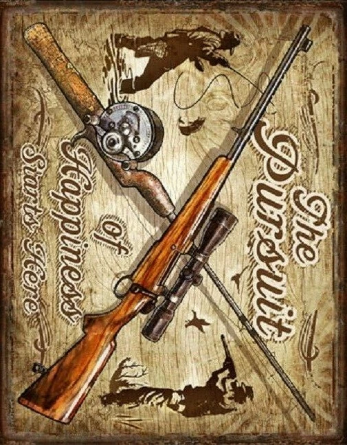 Pursuit Happiness Rustic Funny Hunt Hunting Cabin Man Cave Wall Decor Metal Sign - Image 2 of 4