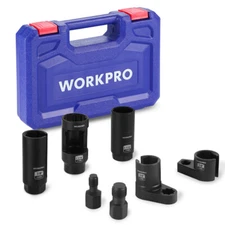 WORKPRO O₂ Oxygen Sensor Socket 7PC Socket Removal Tool Wrench Thread Chaser Set