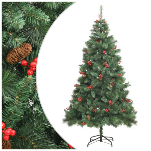vidaXL Artificial Hinged Christmas Tree with Cones and Berries 240 cm