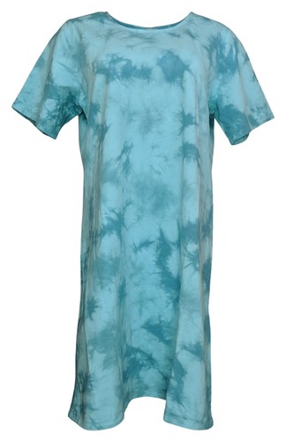 Denim & Co. Women's Sz M Crystal Wash Tie-Dye T-Shirt Dress Green A471744