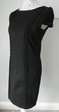 ZARA SIZE MEDIUM STUNNING BLACK BODYCON DRESS WITH KNIT/CROCHET DETAIL & SLEEVE