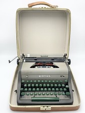 Vintage Royal Aristocrat Portable Manual Typewriter w/ Case Green Keys  thumbnail