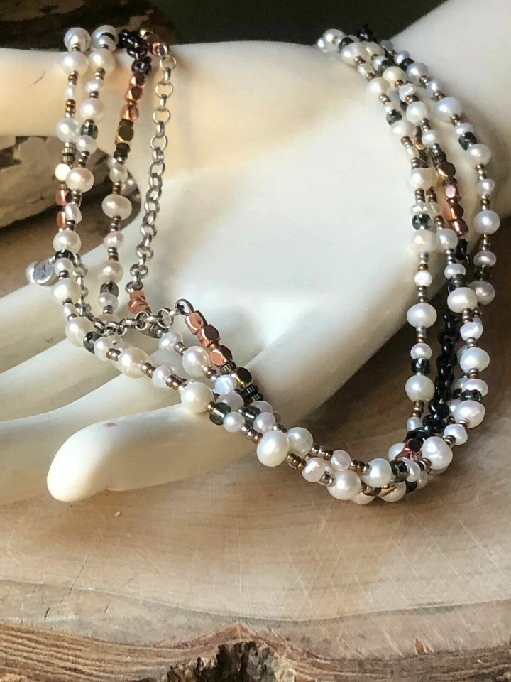 Silpada 925 Sterling Silver Copper Pearl Brass Magnificent Mile Necklace  N1993 - Image 4 of 4