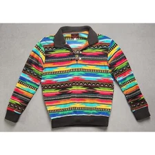 Western Wits Small Fleece Pullover Jacket Aztec Southwestern Print Oversized