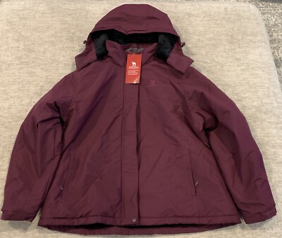 CAMEL CROWN Waterproof Hooded Ski Jacket Windbreaker Womens XXL Outdoors 