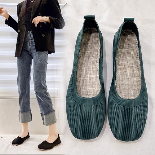 Zapatos planos perezosos tejidos para mujer zapatos individuales cómodos zapatos deportivos caminar informales - Imagen 1 de 21