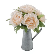 Flora Bunda Artificial Flowers 13" Tall Peach Peony in Tin,Peach Peony