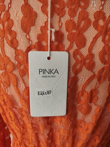 Bnwt Pinka Ladies Orange Floral Summer Retro Boho Laced Maxi Long Dress 10 12 - Picture 7 of 8