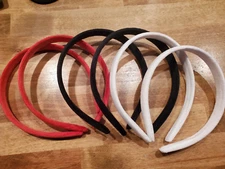 Set of 6 Velvet Headbands for DIY Crafts Party Favors Red White Black