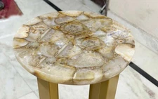 Brown Agate Round Table Top Small Dining & Kitchen Interior Decor Handmade Gifts