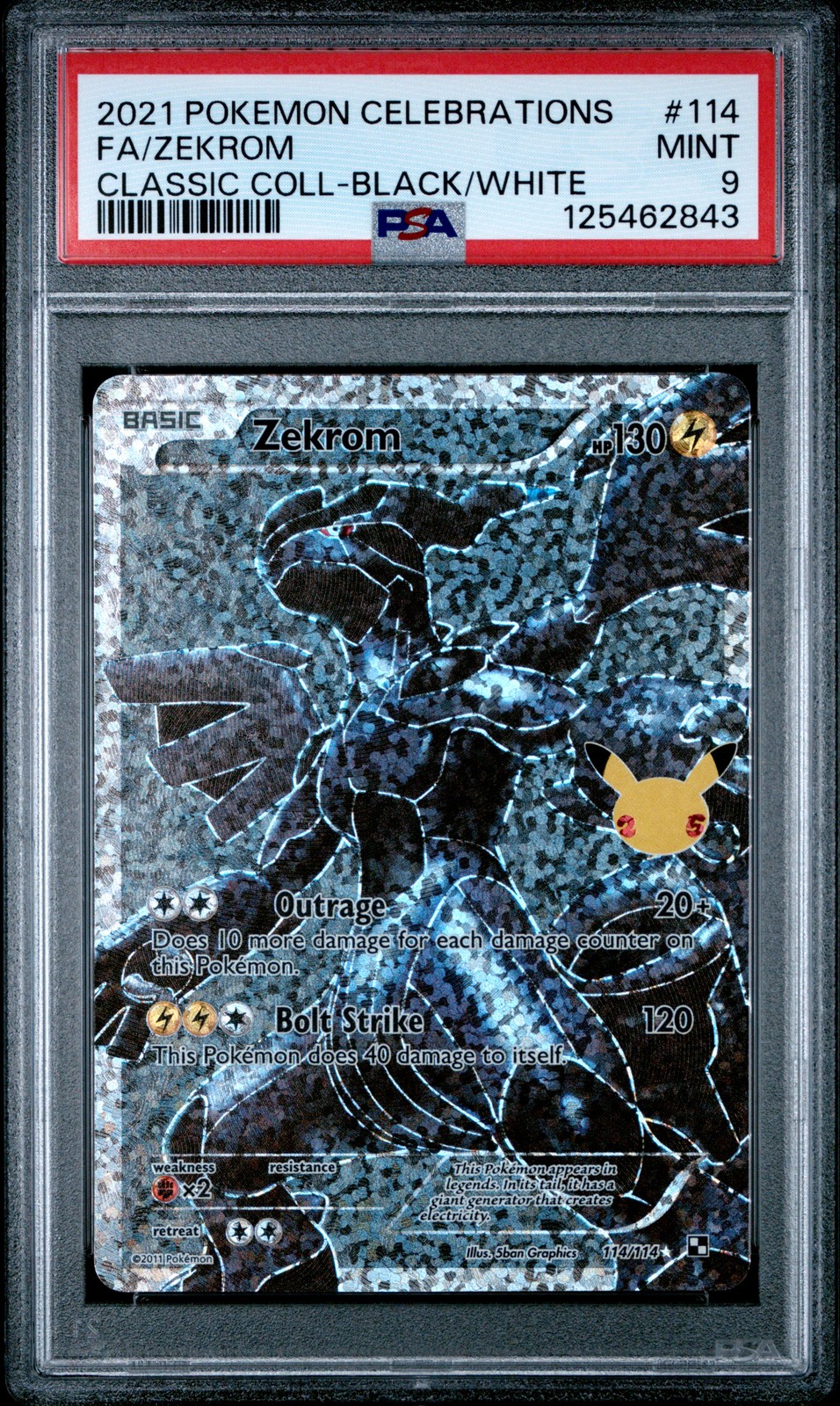 2021 POKEMON CELEBRATIONS CLASSIC COLLECTION #114 FULL ART/ZEKROM PSA 9