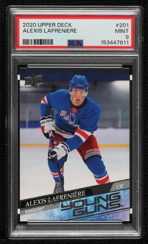 2020-21 Upper Deck Young Guns Alexis Lafreniere #201 PSA 9 MINT Rookie RC 16ez