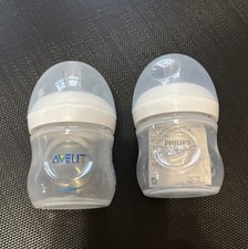 2- Philips Avent Natural Baby Bottles Clear, 4 Oz 1 New
