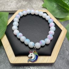 6  Plus Stretch Stackable Bead Bracelet Unicorn Charm New Free Ship D1334