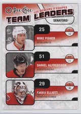 2010 O-Pee-Chee Team Leaders Mike Fisher Daniel Alfredsson Brian Elliott HOF 0a4