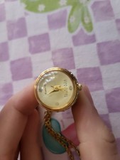 VTG Joan Rivers Crystal Pendant Necklace Watch Gold Tone UNTESTED Costume