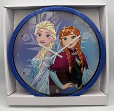 Disney Frozen Elsa & Anna Round Wall Clock Quartz Accuracy Blue 12” New