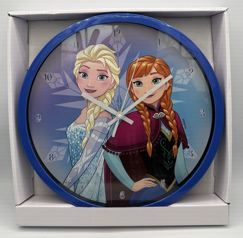 Disney Frozen Elsa & Anna Round Wall Clock Quartz Accuracy Blue 12” New ...