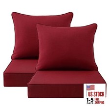 Outdoor Patio Chair Cushions Set, 24" x 24", Set of 2, 24"x24" 24x20 back Red