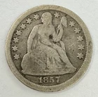 1857 Seated Liberty Silver Dime Very Good/Fine Details